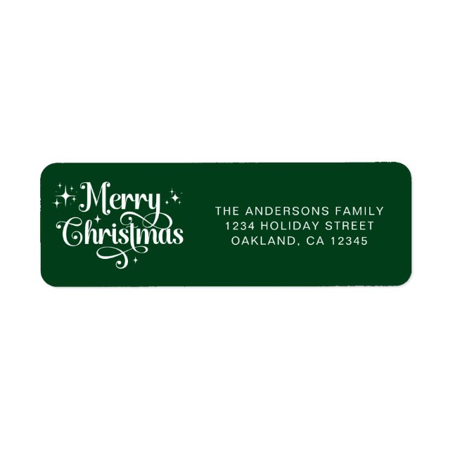 Simple Elegant Retro Script Green Merry Christmas (Front)
