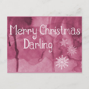 Simple Elegant Retro Snowflake Merry Christmas Holiday Postcard