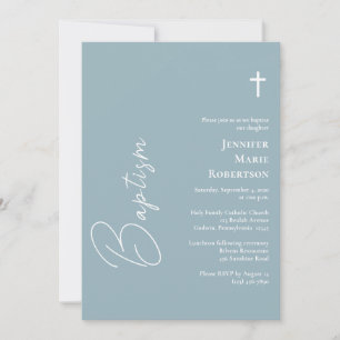 Simple Elegant Roman Catholic Baptism Invitation