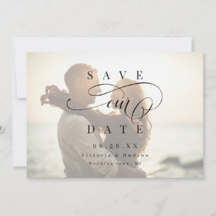 Simple elegant romantic script photo save the date