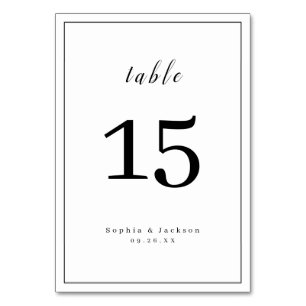 Simple elegant romantic script wedding table number