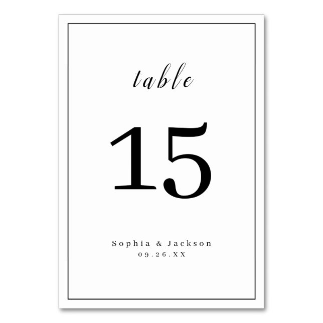Simple elegant romantic script wedding table number (Back)