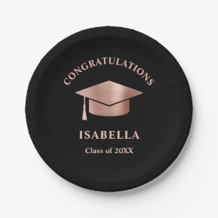 Simple Elegant Rose Gold Custom Graduation Paper Plate