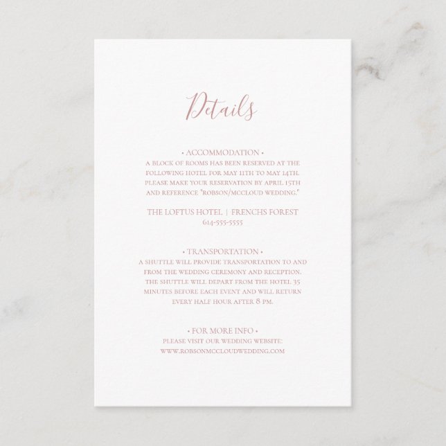Simple Elegant Rose Gold Details Enclosure Card (Front)