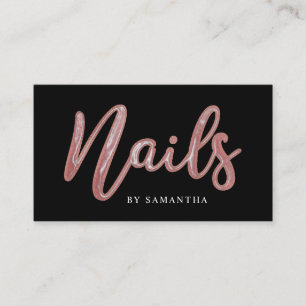 Simple Elegant Rose Gold Foil Nails Business Card