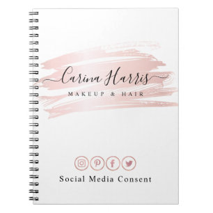 Simple Elegant Rose Gold Foil Social Media Consent Notebook