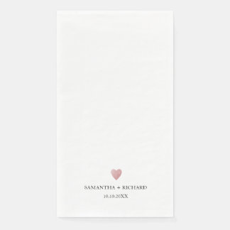 Simple Elegant Rose Gold Heart Wedding   Napkin