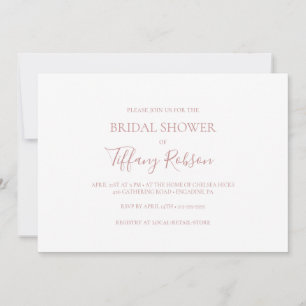 Simple Elegant Rose Gold Horizontal Bridal Shower Invitation