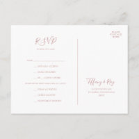 Simple Elegant Rose Gold Menu Choice RSVP Card
