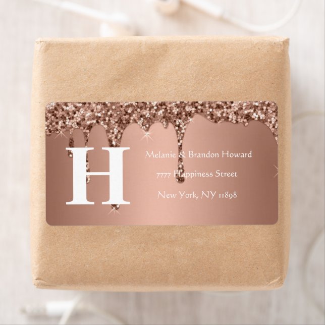 Simple Elegant Rose Gold Monogram Initial return (Insitu)