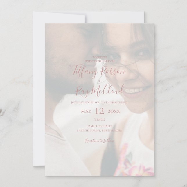 Simple Elegant Rose Gold Photo Casual Wedding Invitation (Front)