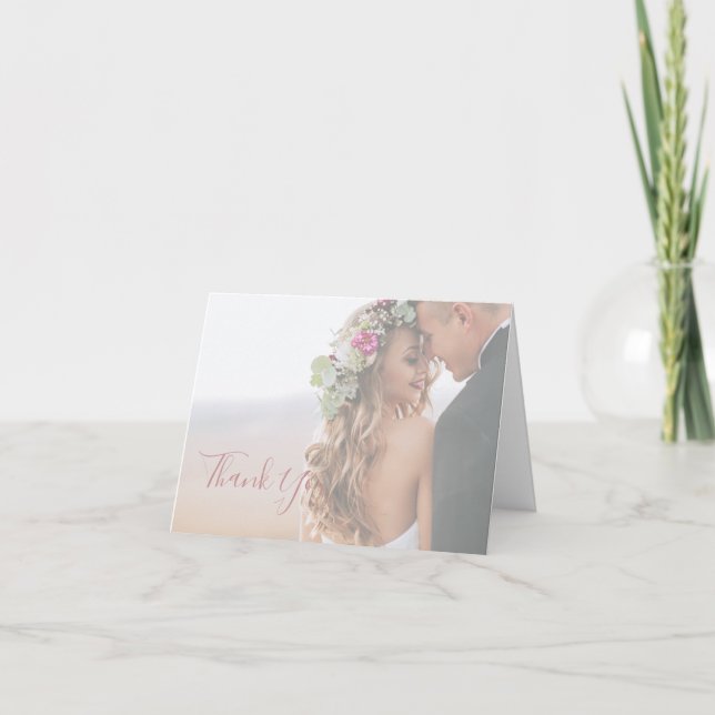 Simple Elegant Rose Gold Photo Thank You Card (Front)