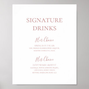 Simple Elegant Rose Gold Signature Drinks Sign