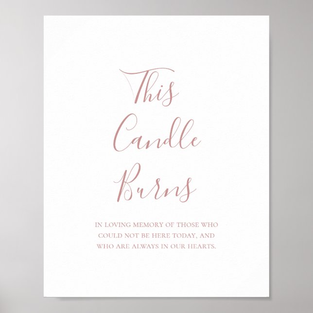 Simple Elegant Rose Gold This Candle Burns Sign (Front)