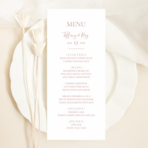 Simple Elegant Rose Gold Wedding Dinner Menu