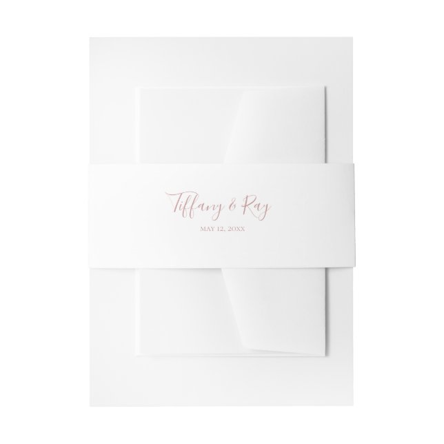 Simple Elegant Rose Gold Wedding Invitation Belly Band (Front Example)