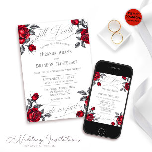 Simple Elegant Rose Tatoo Floral Wedding Invitation