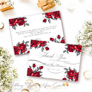 Simple Elegant Rose Tatoo Floral Wedding Thank You Card