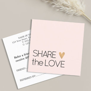 Simple Elegant Rose White Gold Heart Referral Card