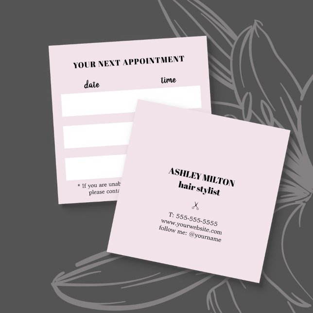 Simple Elegant Rose White Hair Salon Appointment Card (Creator Uploaded)