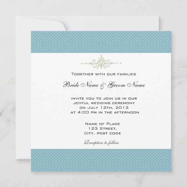 Simple, elegant royal blue wedding invitations (Front)