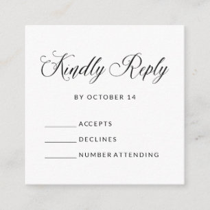 Simple Elegant RSVP Black and White Budget Enclosure Card