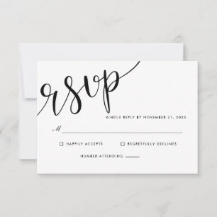 Simple Elegant RSVP Script Wedding Card