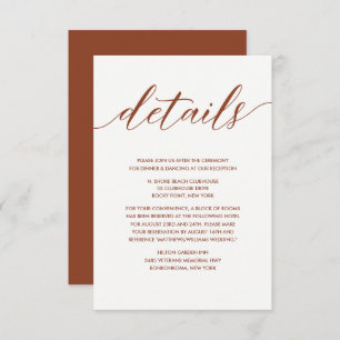 Simple Elegant Rust and White Wedding Details  Enclosure Card