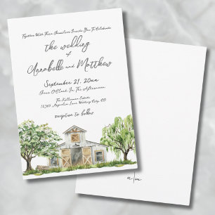 Simple Elegant Rustic Country Barn Wedding Invitation
