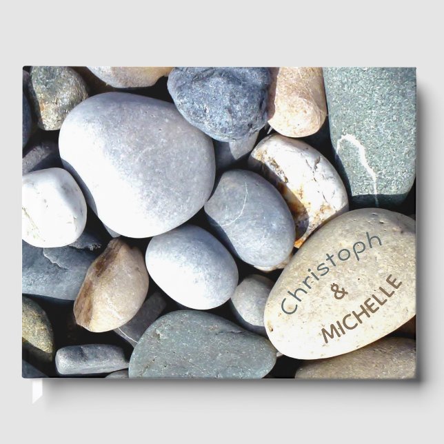 Simple Elegant Rustic Pebble Nature Modern Wedding Guest Book (Front)