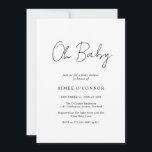 Simple Elegant Rustic Script Modern Baby Shower Invitation<br><div class="desc">Modern black and white baby shower invitation featuring a simple design with "Oh Baby" in a rustic style script typography.  This elegant gender neutral invitation with a minimalist layout is great whether you are having a boy or a girl.</div>
