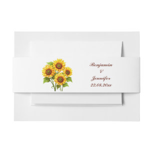 Simple Elegant Rustic Sunflower wedding Invitation Belly Band