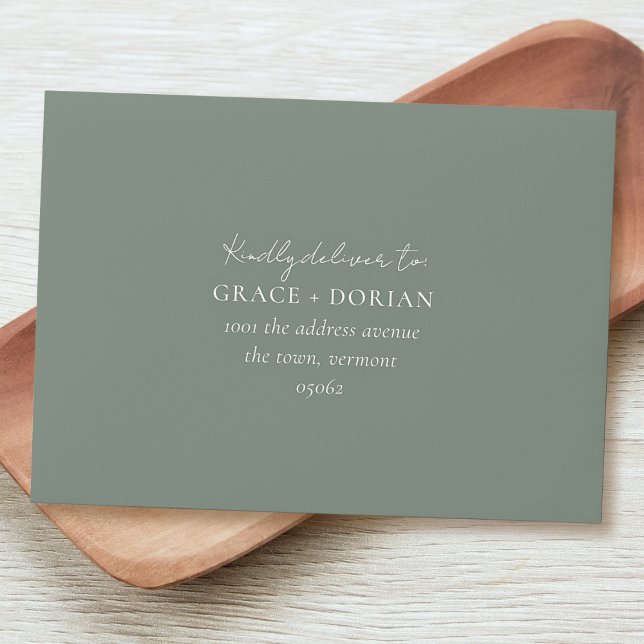 Simple Elegant Sage Green Address RSVP Wedding Envelope (Creator Uploaded)