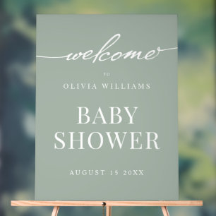 Simple Elegant Sage Green Baby Shower Welcome Acrylic Sign