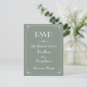 Simple Elegant Sage Green Classic Wedding RSVP Invitation Postcard