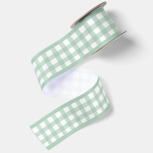 Simple Elegant Sage Green Cottagecore Gingham Satin Ribbon