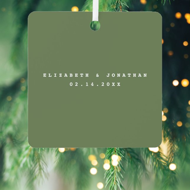 Simple Elegant Sage Green Couple Wedding Photo Metal Tree Decoration (Creator Uploaded)