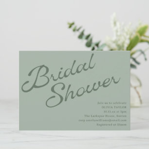 Simple Elegant Sage Green Script Bridal Shower Invitation