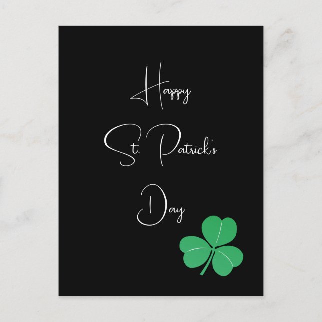 Simple Elegant Saint Patricks Day Shamrock  Postcard (Front)