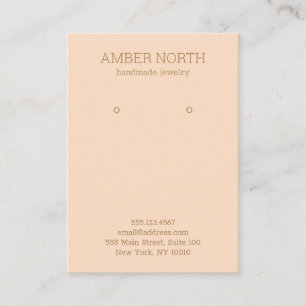 Simple Elegant Salmon pink Earring Business Card