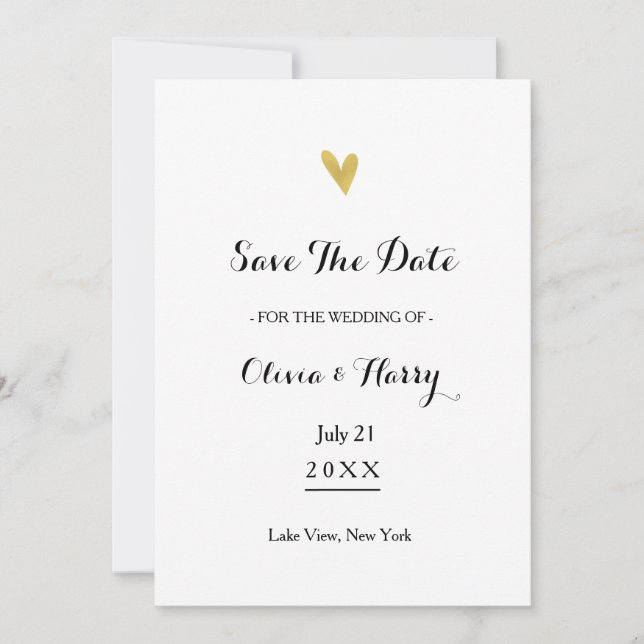 Simple Elegant Save The Date Announcement | White (Front)