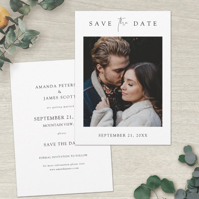 Simple Elegant Save the Date Card with Photo (Creator Uploaded)