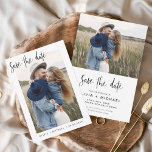 Simple Elegant Save the Date Photo Minimalist<br><div class="desc">Wedding Save the Date Cards that have a photo on the front and back. The Save the Date cards contain a modern hand lettered cursive script typography that are elegant,  simple and modern to use after you minimalist simple wedding day celebration.</div>