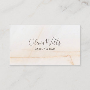 Simple Elegant Script Beauty Hair Stylist Marble   Business Card