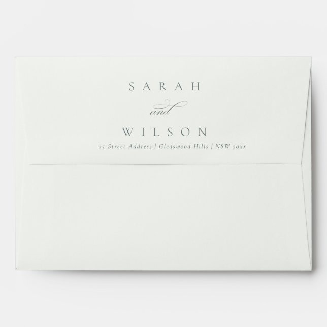 Simple Elegant Script Black & White Kraft Wedding Envelope (Back (Top Flap))