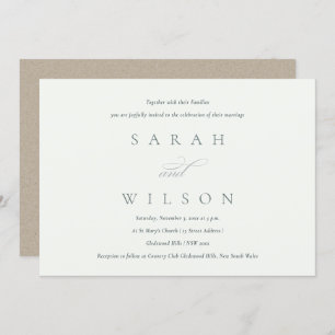 Simple Elegant Script Black & White Wedding Invite