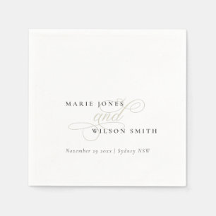 Simple Elegant Script Black & White Wedding Napkin