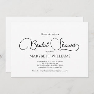Simple Elegant Script Bridal Shower Invitation