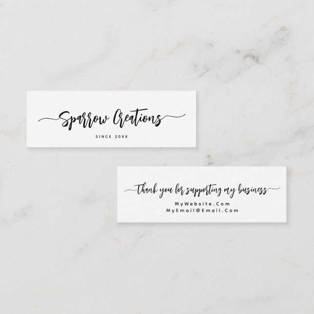 Simple Elegant Script Calligraphy Mini  Business Card (Front/Back)