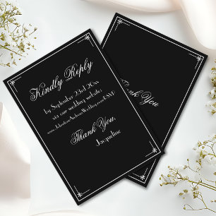  Simple elegant script chic wedding website RSVP  Enclosure Card